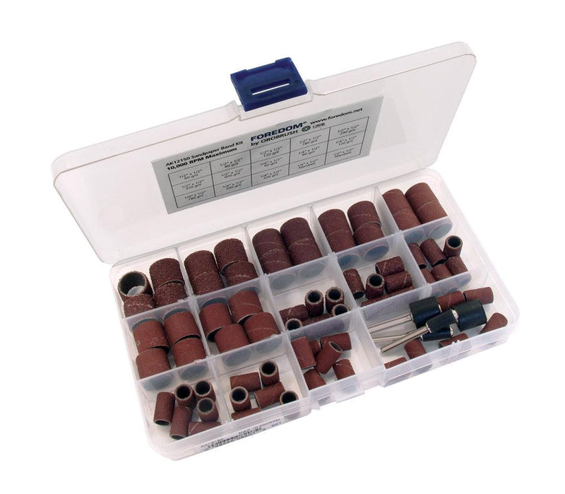 Foredom AK12150 74 Piece Unmounted Aluminum Oxide Sanding Band Assortment - Otto Frei