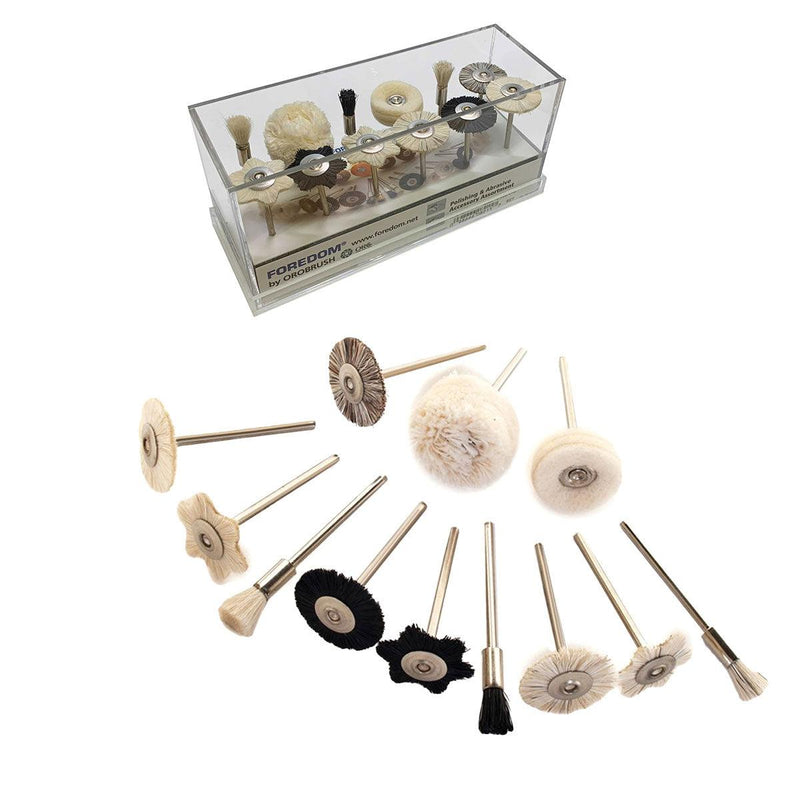 Foredom AK51377B 12 Piece Mounted Brush and Buff Assortment in Acrylic Box - Otto Frei