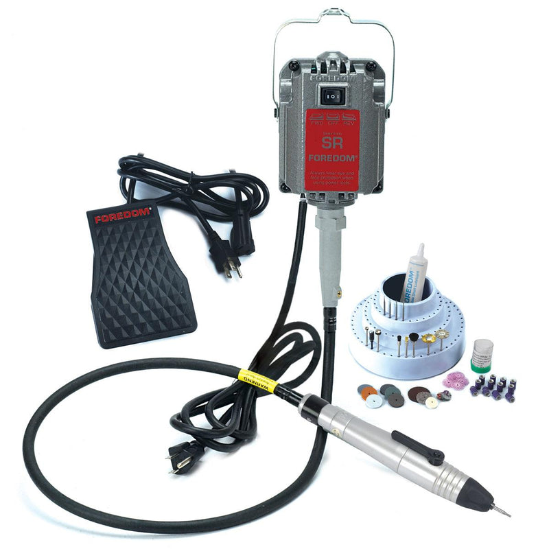 Foredom K.2220 flex shaft kit, 230V: M.SR-2 motor, C.FCH-2 foot control, H.20 handpiece and AK11 accessory kit
