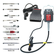 Foredom LX 230V flex shaft motor with C.TXR-22CE foot control, CE plug, and choice of nine handpieces