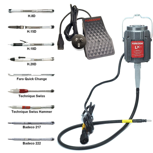 Foredom LX 230V Flex Shaft with C.TXR-26 Foot Control Australia Plug and Handpiece Choice