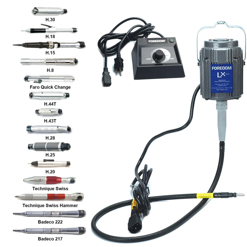 Foredom LX 115V flex shaft motor with C.EMX-1 table top dial control and choice of handpiece