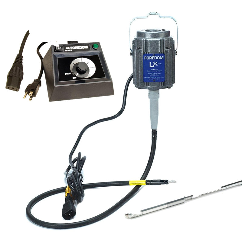 Foredom LX 115V flex shaft motor with C.EMXF-1 dual speed dial control, Faro Quick Change duplex spring handpiece
