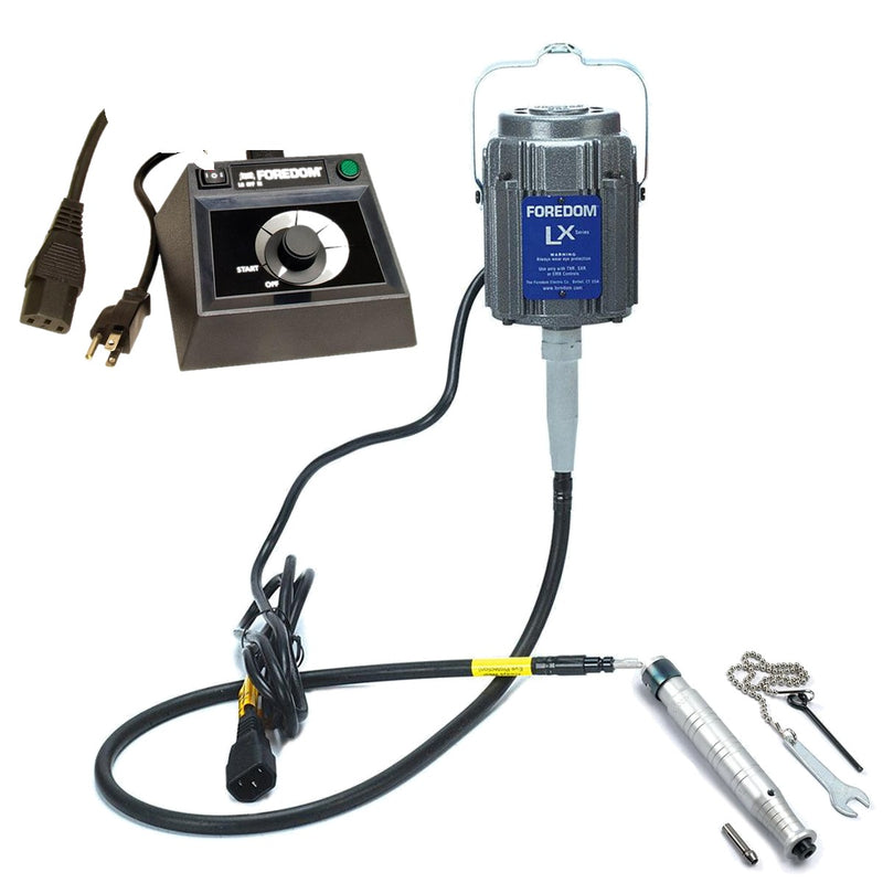 Foredom LX 115V flex shaft motor with C.EMXF-1 dual speed range dial control, and H.28 handpiece