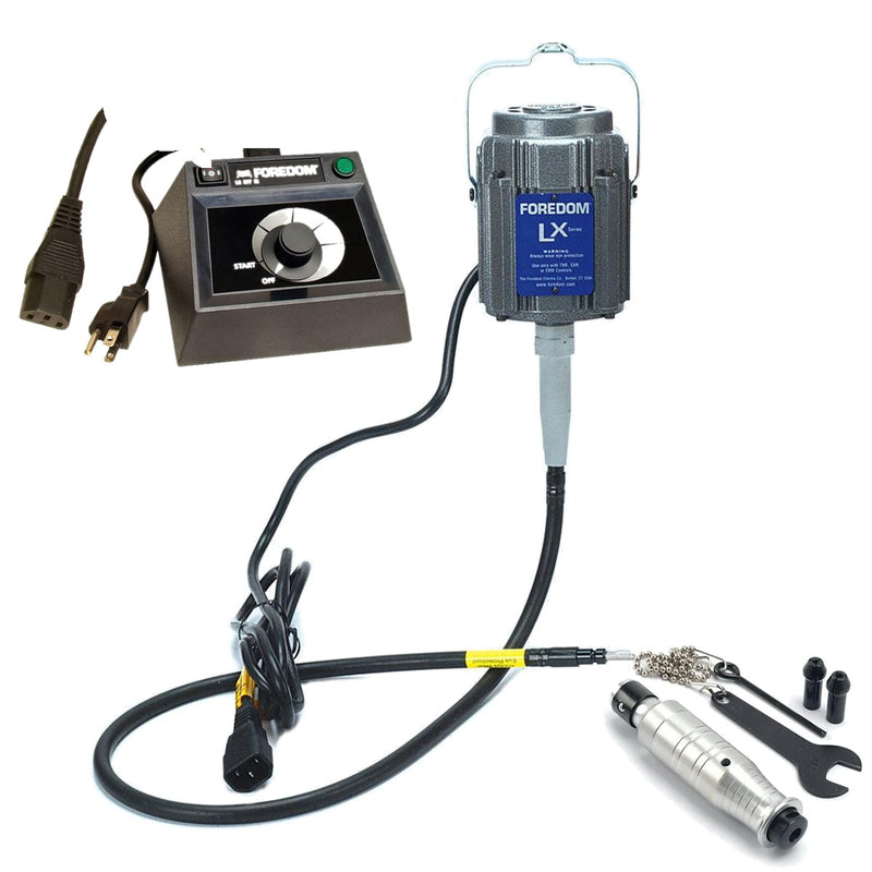 Foredom LX 115V flex shaft motor with C.EMXF-1 dual speed range dial control, and H.43T handpiece