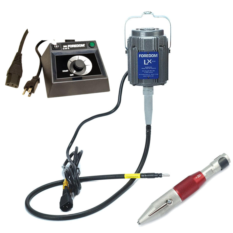 Foredom LX 115V flex shaft motor with C.EMXF-1 dual speed range dial control, and Technique Swiss handpiece