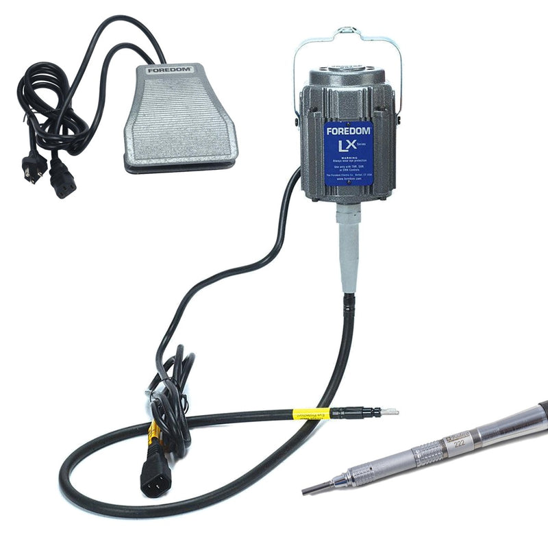 Foredom LX 115V flex shaft motor with C.SXR-1 cast iron foot control, Badeco 217 handpiece (no duplex spring)