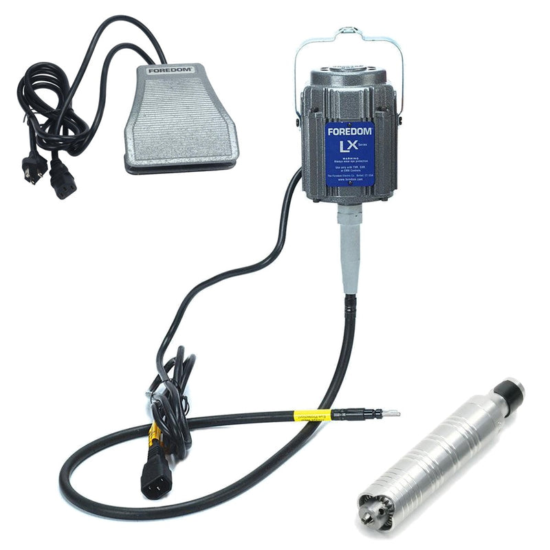 Foredom LX 115V flex shaft motor with C.SXR-1 cast iron foot control, and H.30 handpiece
