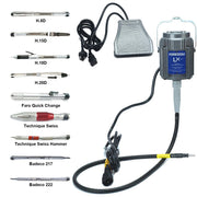 Foredom LX 115V flex shaft motor with C.SXR-1 cast iron foot control and choice of nine duplex spring handpieces