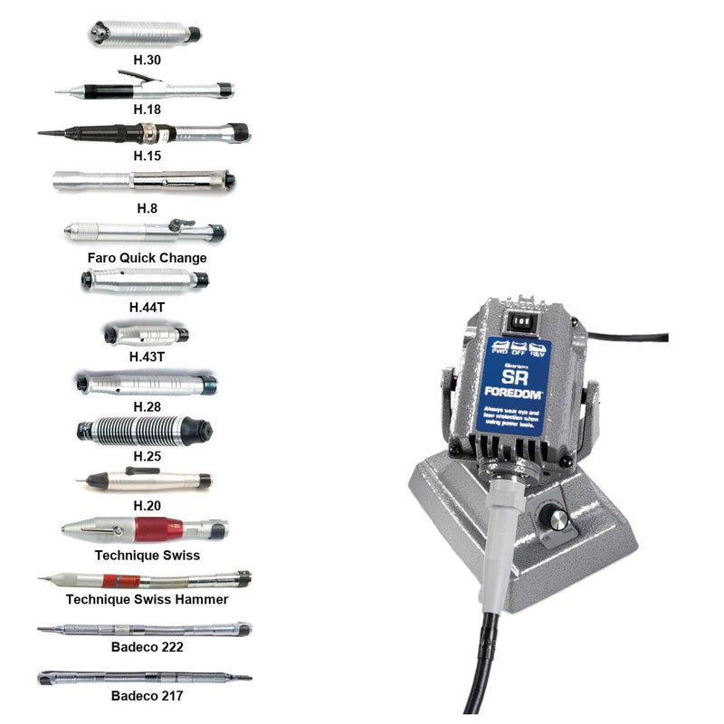 Foredom M.SRM bench motor with built-in dial control and choice of fourteen handpieces