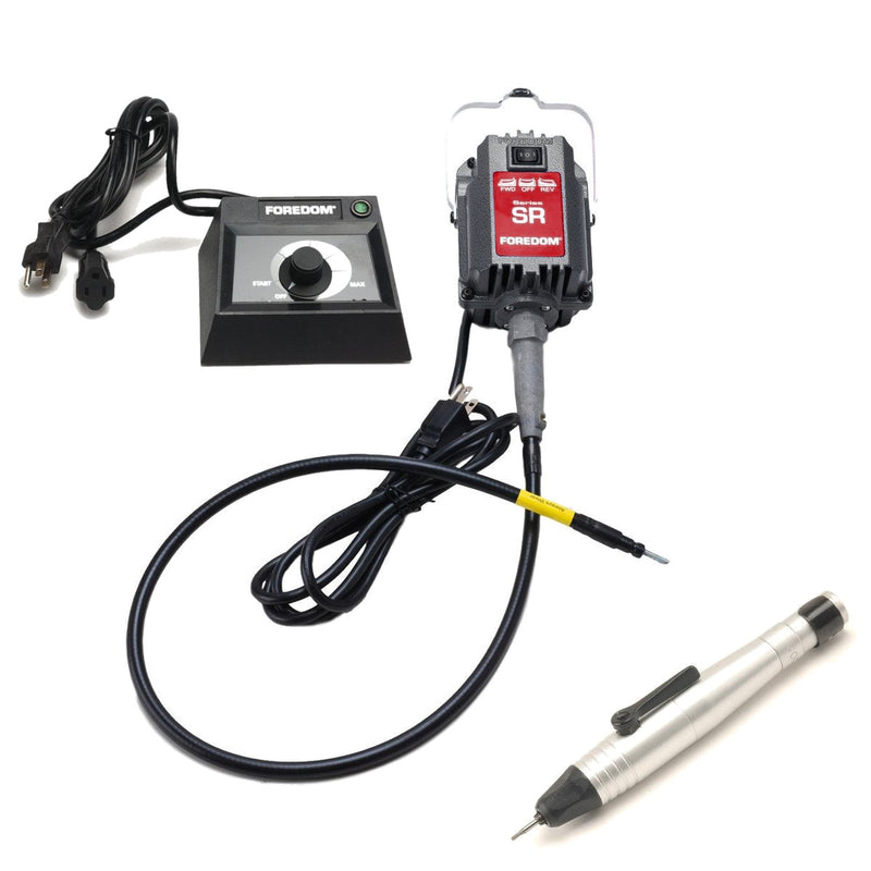 Foredom SR 230V flex shaft motor with C.EMH-2 table top dial control, and H.20 handpiece
