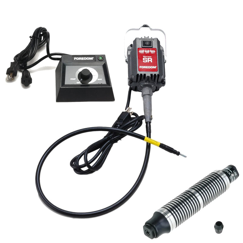 Foredom SR 230V flex shaft motor with C.EMH-2 table top dial control, and H.25 handpiece