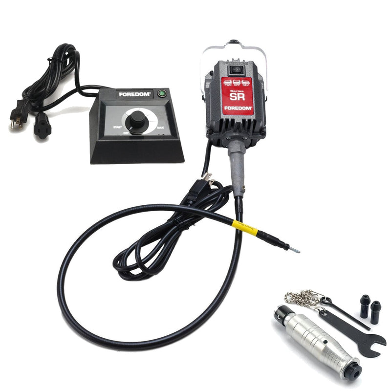 Foredom SR 230V flex shaft motor with C.EMH-2 table top dial control, and H.43T handpiece