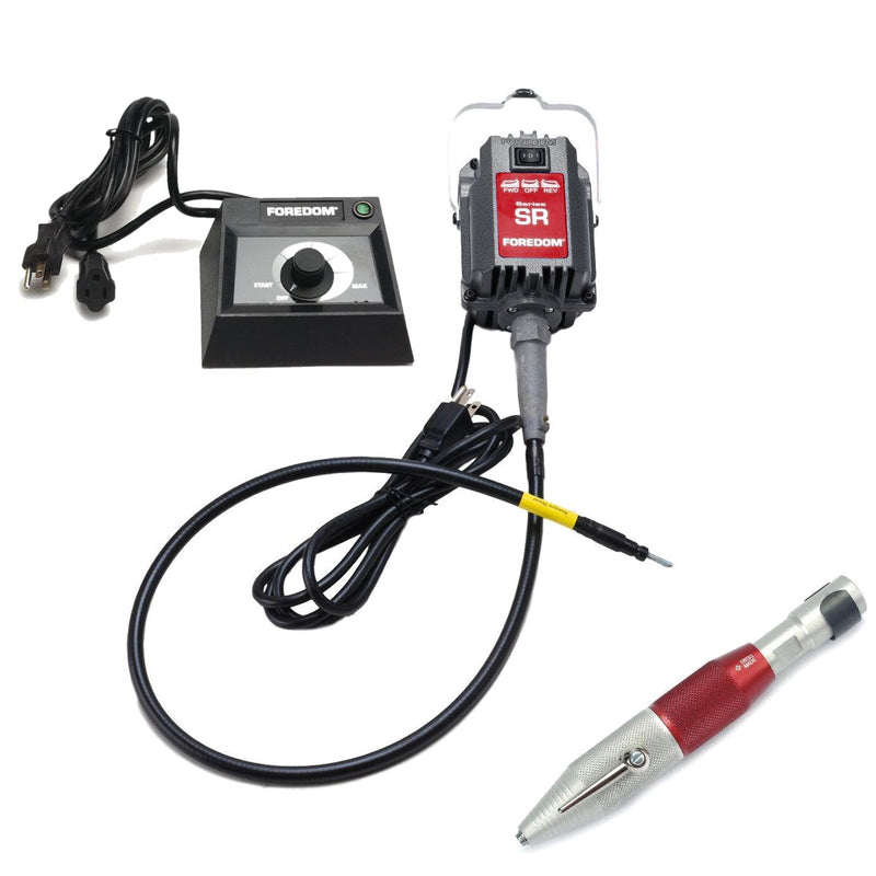 Foredom SR 230V flex shaft motor with C.EMH-2 table top dial control, and Technique Swiss handpiece