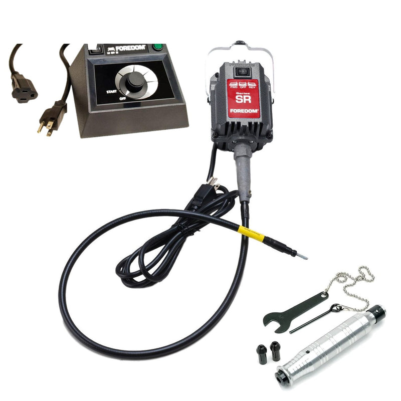 Foredom SR 230V flex shaft motor with C.EMHF-2 dual speed range dial control, and H.44T handpiece