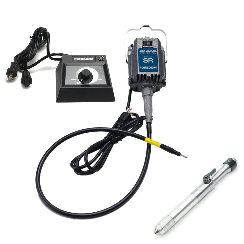 Foredom SR 115V flex shaft motor with C.EM-1 table top dial control, and Faro Quick Change handpiece