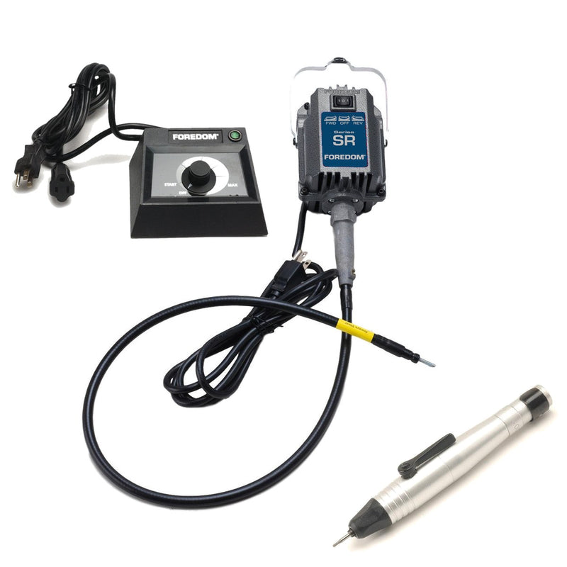 Foredom SR 115V flex shaft motor with C.EM-1 table top dial control, and H.20 handpiece