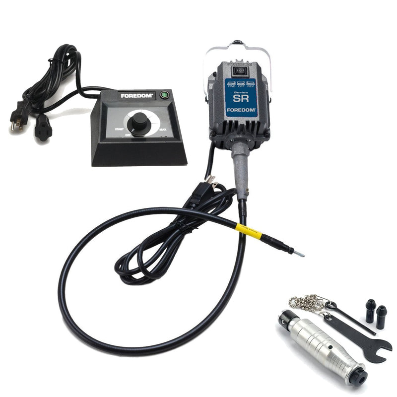 Foredom SR 115V flex shaft motor with C.EM-1 table top dial control, and H.43T handpiece