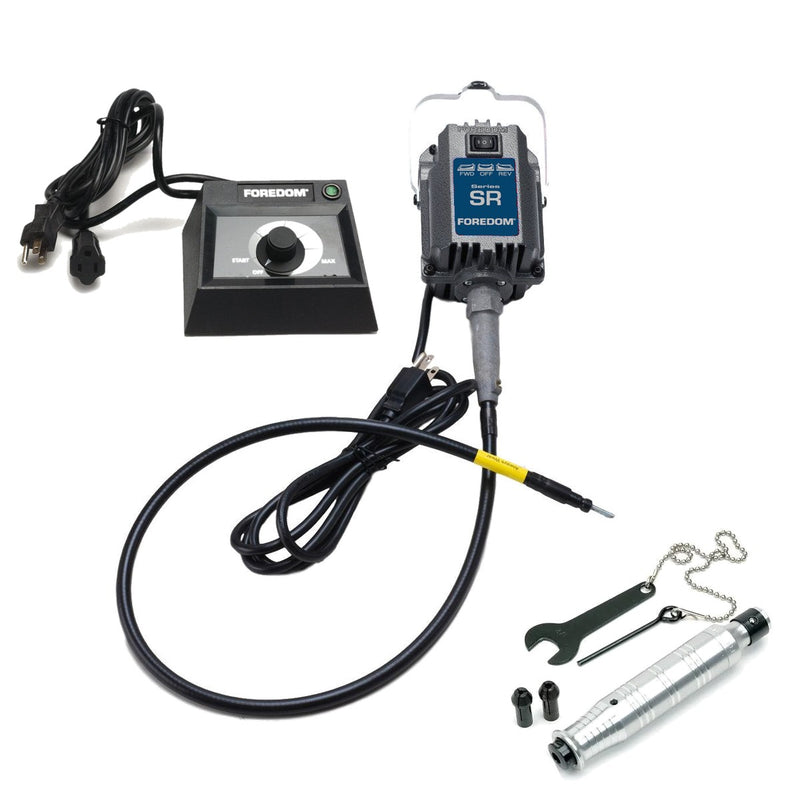 Foredom SR 115V flex shaft motor with C.EM-1 table top dial control, and H.44T handpiece