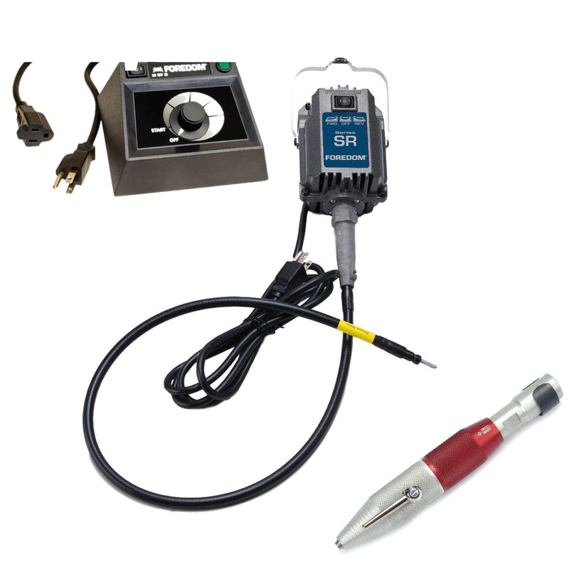 Foredom SR 115V flex shaft motor with C.EMF-1 dual speed range dial control, and Technique Swiss handpiece
