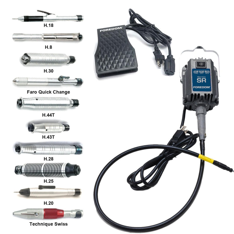 Foredom SR 115V flex shaft motor with C.FCT-1 foot control and choice of handpiece