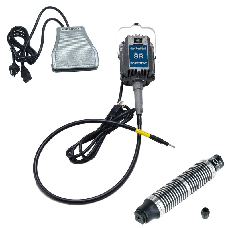 Foredom SR 115V flex shaft motor with C.SCT-1 cast iron foot control, and H.25 handpiece