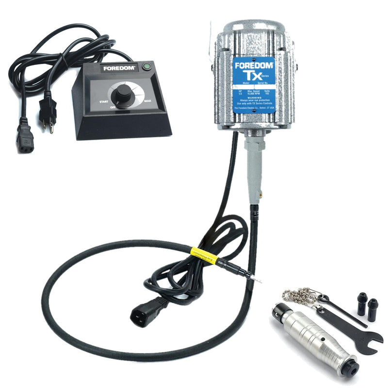 Foredom TX 115V flex shaft motor with C.EMX-1 table top dial control, and H.43T handpiece