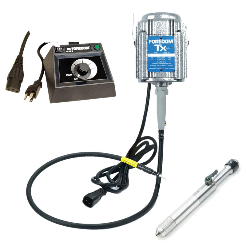 Foredom TX 115V flex shaft motor with C.EMXF-1 dual speed range dial control, and Faro Quick Change handpiece