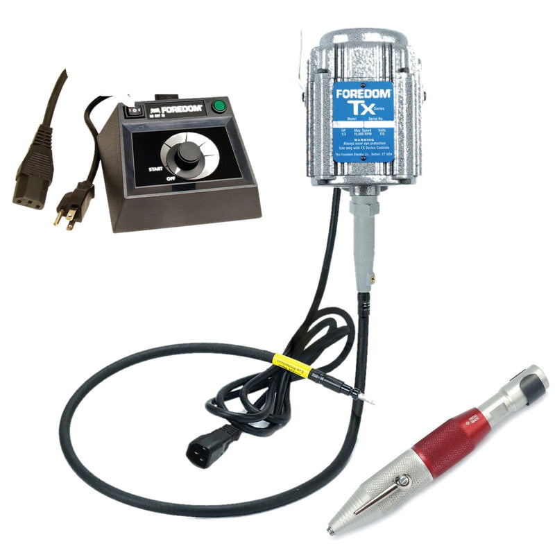 Foredom TX 115V flex shaft motor with C.EMXF-1 dual speed range dial control, and Technique Swiss handpiece