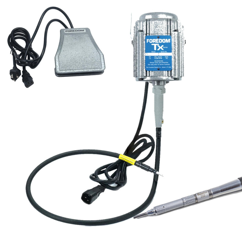 Foredom TX 115V flex shaft motor with C.SXR-1 cast iron foot control, Badeco 217 handpiece (no duplex spring)