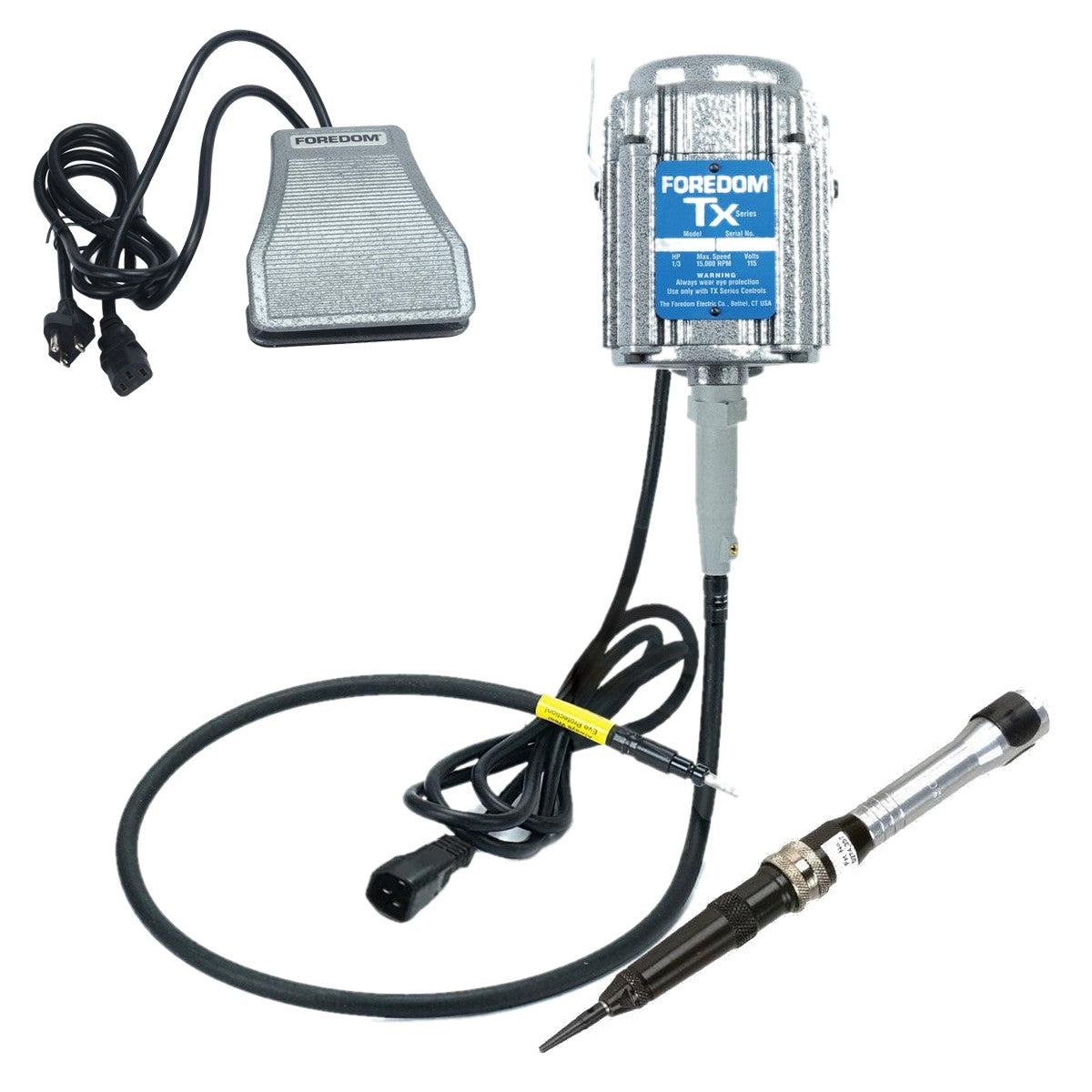 Foredom M.TX Flex Shaft, C.SXR-1 Cast Iron Foot Control, Handpiece
