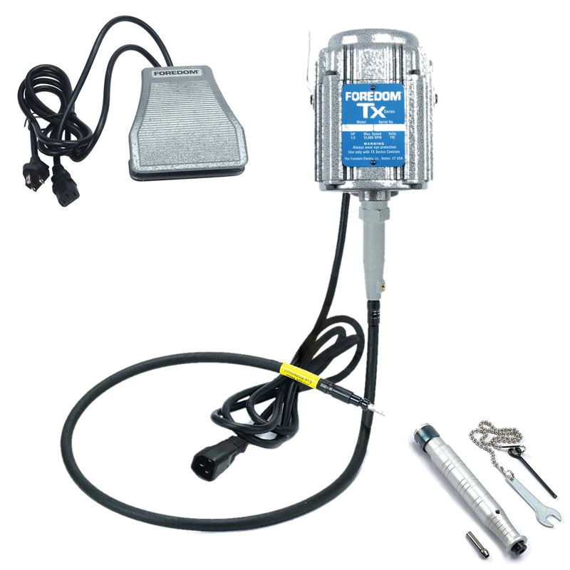 Foredom TX 115V flex shaft motor with C.SXR-1 cast iron foot control, and H.28 handpiece