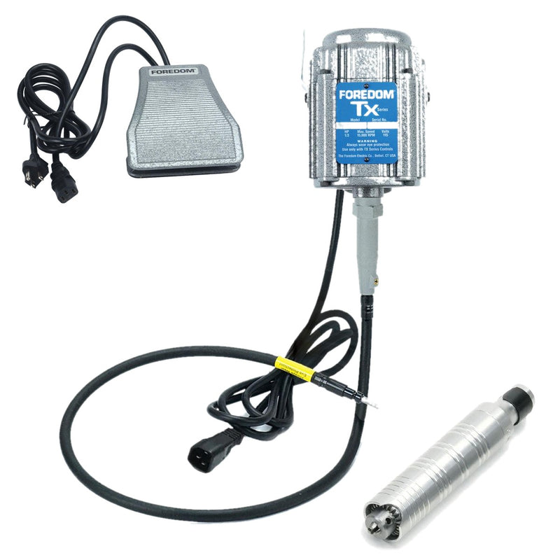 Foredom TX 115V flex shaft motor with C.SXR-1 cast iron foot control, and H.30 handpiece