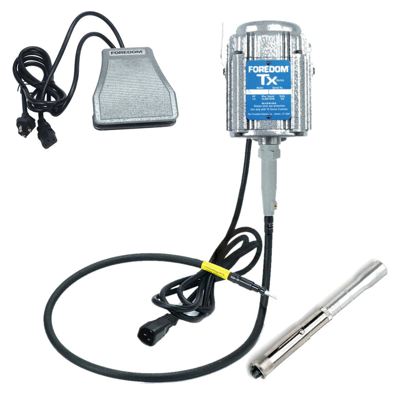 Foredom TX 115V flex shaft motor with C.SXR-1 cast iron foot control, and H.8 handpiece