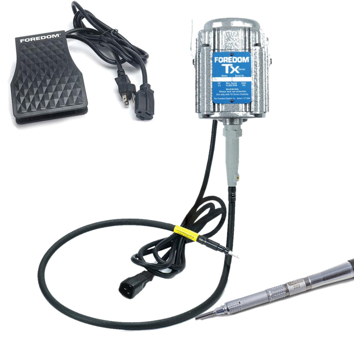 Foredom M.TX Flex Shaft, C.TXR-1 Foot Control, Handpiece Choice
