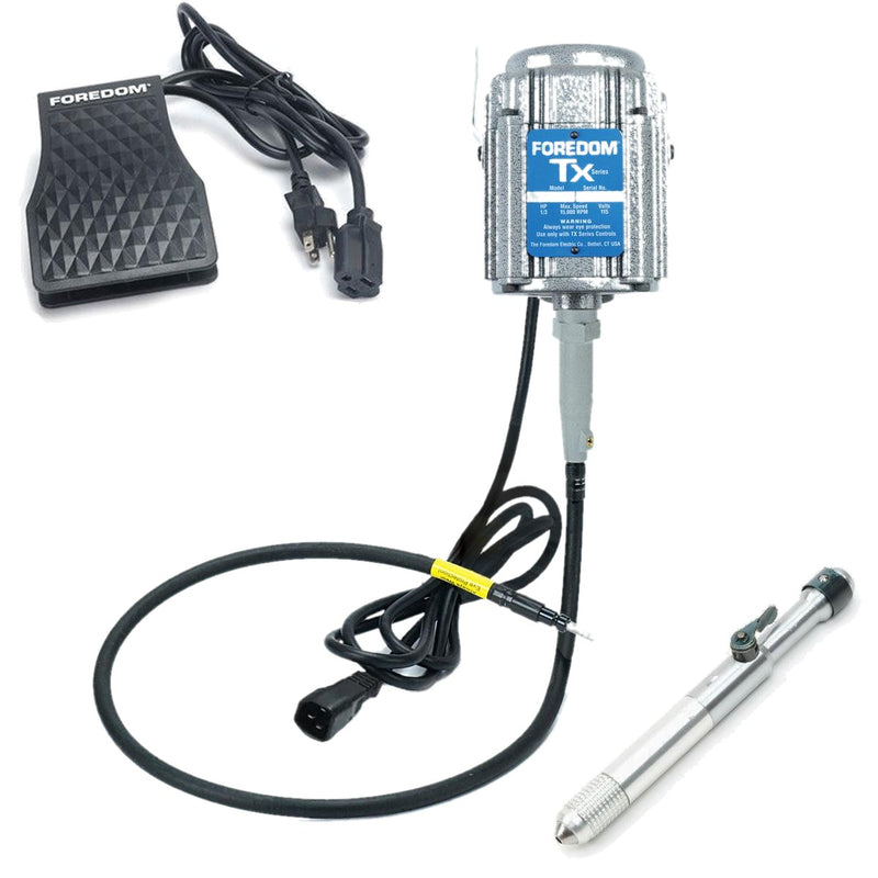 Foredom TX 115V flex shaft motor with C.TXR-1 foot control, and Faro Quick Change handpiece