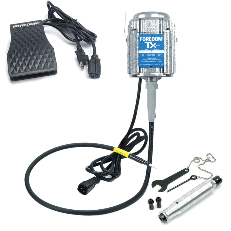 Foredom TX 115V flex shaft motor with C.TXR-1 foot control, and H.44T handpiece