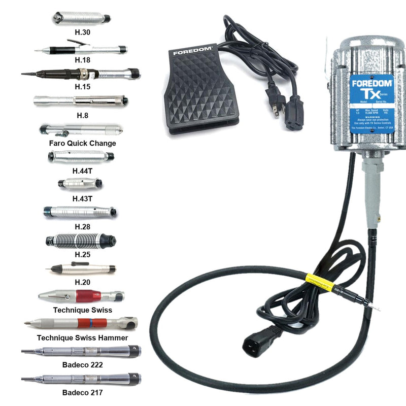 Foredom TX 115V flex shaft motor with C.TXR-1 foot control and choice of handpiece