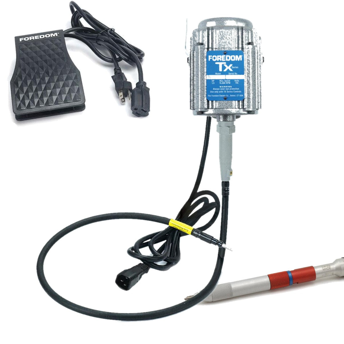 Foredom M.TX Flex Shaft, C.TXR-1 Foot Control, Handpiece Choice