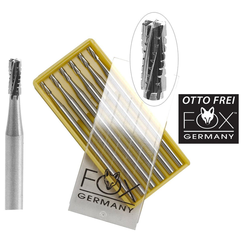 Fox Cylinder Square Cross Cut Carbide Burs 3/32" Shank .80mm-1.80mm - Otto Frei