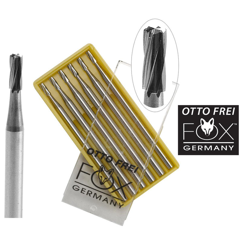 Fox Cylinder Square Plain Cut Carbide Burs 3/32" Shank .80mm-1.80mm - Otto Frei
