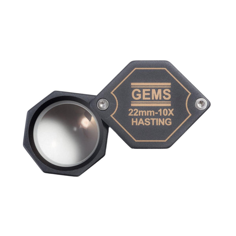 GEMS 10X-22 mm Hexagon Triplet Loupe-Black-with Achromatic Lens - Otto Frei
