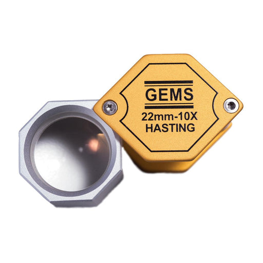 GEMS 10X-22 mm Hexagon Triplet Loupe-Silver/Gold-with Achromatic Lens - Otto Frei