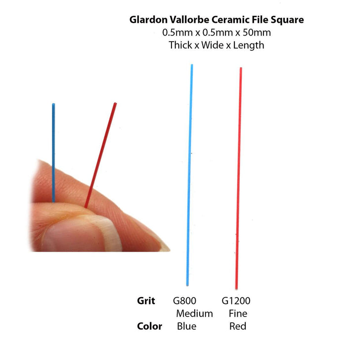 Glardon-Vallorbe Ceramic Fiber Files Square 0.5mm x 0.5mm x 100mm - Otto Frei