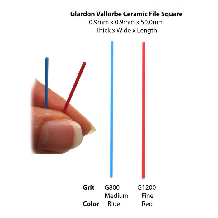 Glardon-Vallorbe Ceramic Fiber Files Square .9mm x .9mm - Otto Frei