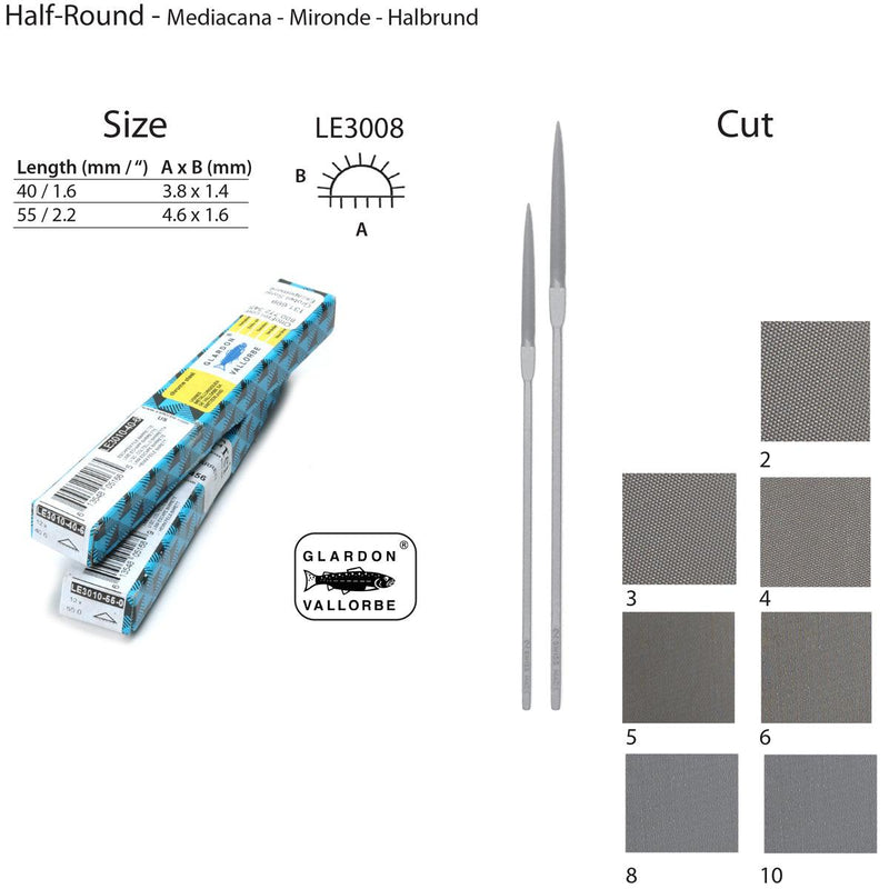 Glardon-Vallorbe Half-Round Escapement Files - LE3008 - Otto Frei