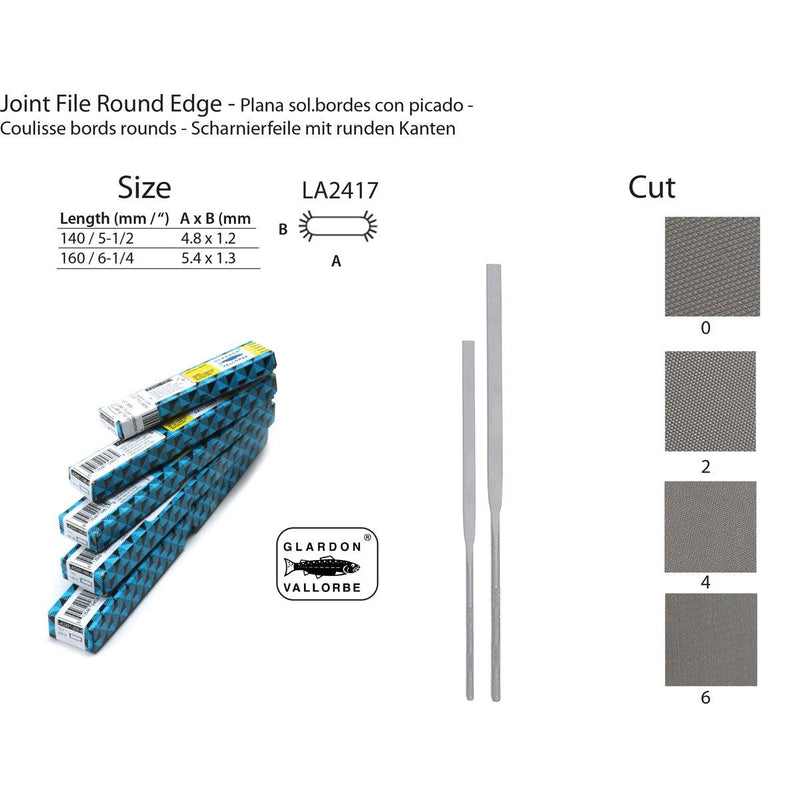 Glardon-Vallorbe Joint File Round Edge Needle Files - LA2417 - Otto Frei