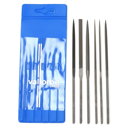Glardon-Vallorbe LA2443-6 Needle File Set of 6 - 6-1/4" (160mm) Cut 6 Extra Fine - Otto Frei