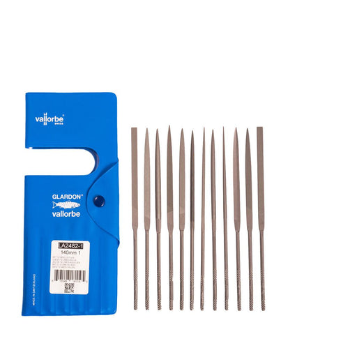 Glardon-Vallorbe LA2482-1 Needle File Set of 12 - 5-1/2" (140mm) Cut 1 Med-Coarse - Otto Frei