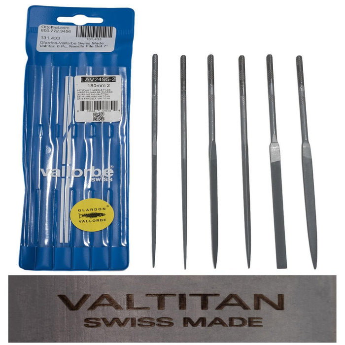 Glardon-Vallorbe LAV2495 7" (180mm) Valtitan Needle File Sets of 6-Cuts 0 & 2 - Otto Frei